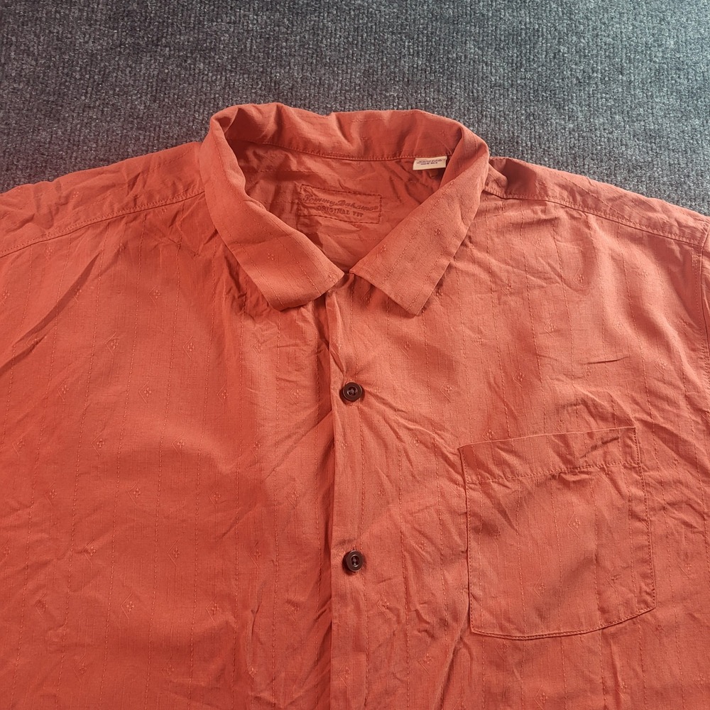 Tommy Bahama Mens Silk Short Sleeve Button Down‎ Shirt Orange XXL Original Fit